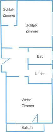 Wohn- Zimmer  Schlaf- Zimmer  Schlaf- Zimmer Bad Küche Balkon