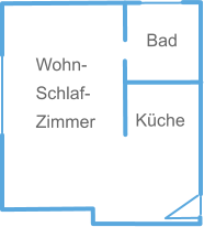 Wohn- Schlaf- Zimmer Bad Küche